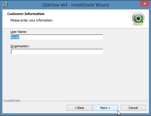 User Information durin QlikView Installation